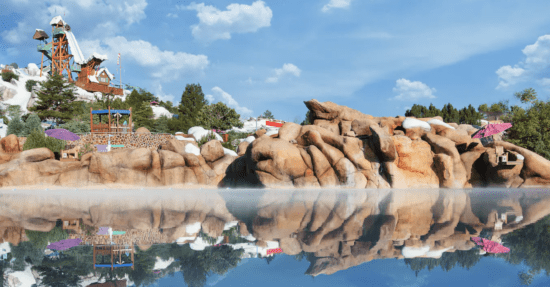 blizzard beach view of summit plummet from melt away bay