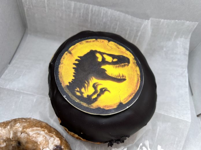 Jurassic World Dominion Doughnut now available at Voodoo Doughnut at