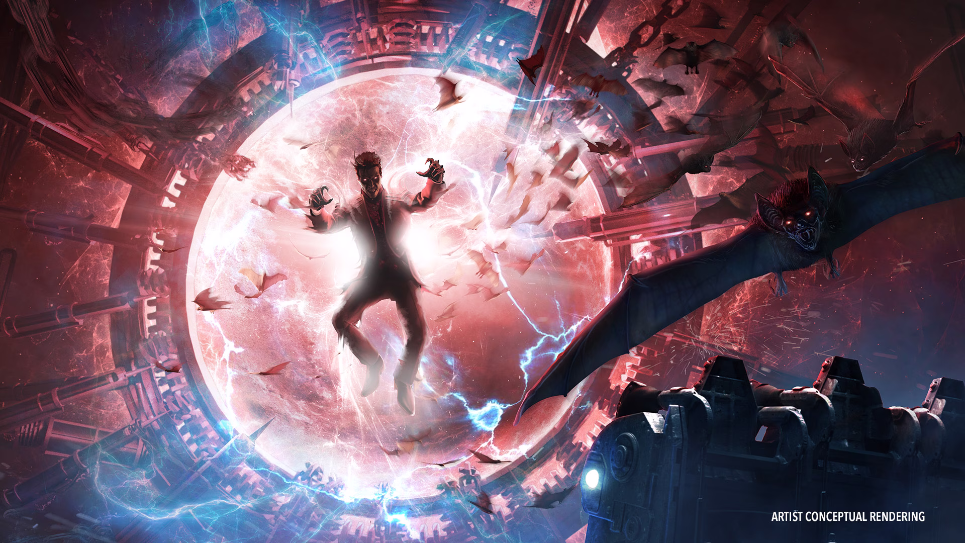 A Rainy Day Guide to Universal’s Epic Universe 4 Promotional image for Monsters Unchained: The Frankenstein Experiment