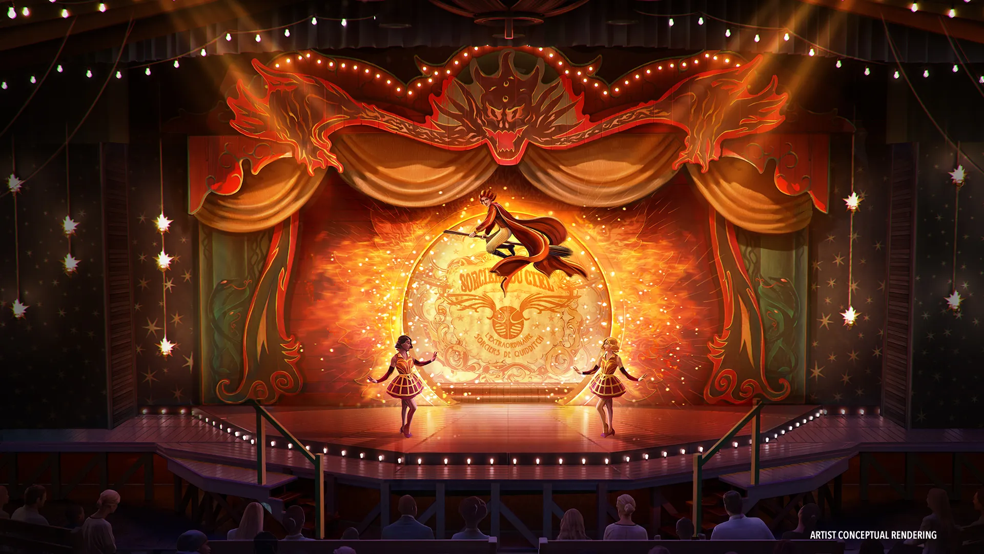 A Rainy Day Guide to Universal’s Epic Universe 5 Le Cirque Arcanus performance at Epic Universe