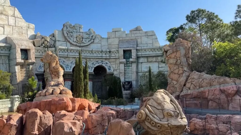 Lost Continent Demolition Underway at Universal Orlando 1 Poseidons Fury attraction exterior at Islands of Adventure Lost Continent