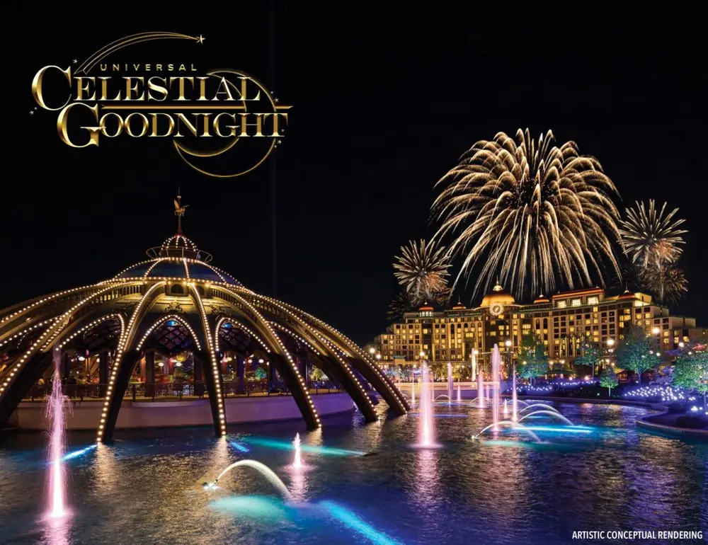 Universal Celestial Goodnight Starts July 7 at Epic Universe 2 Universal Celestial Goodnight nighttime spectacular artwork for Epic Universe