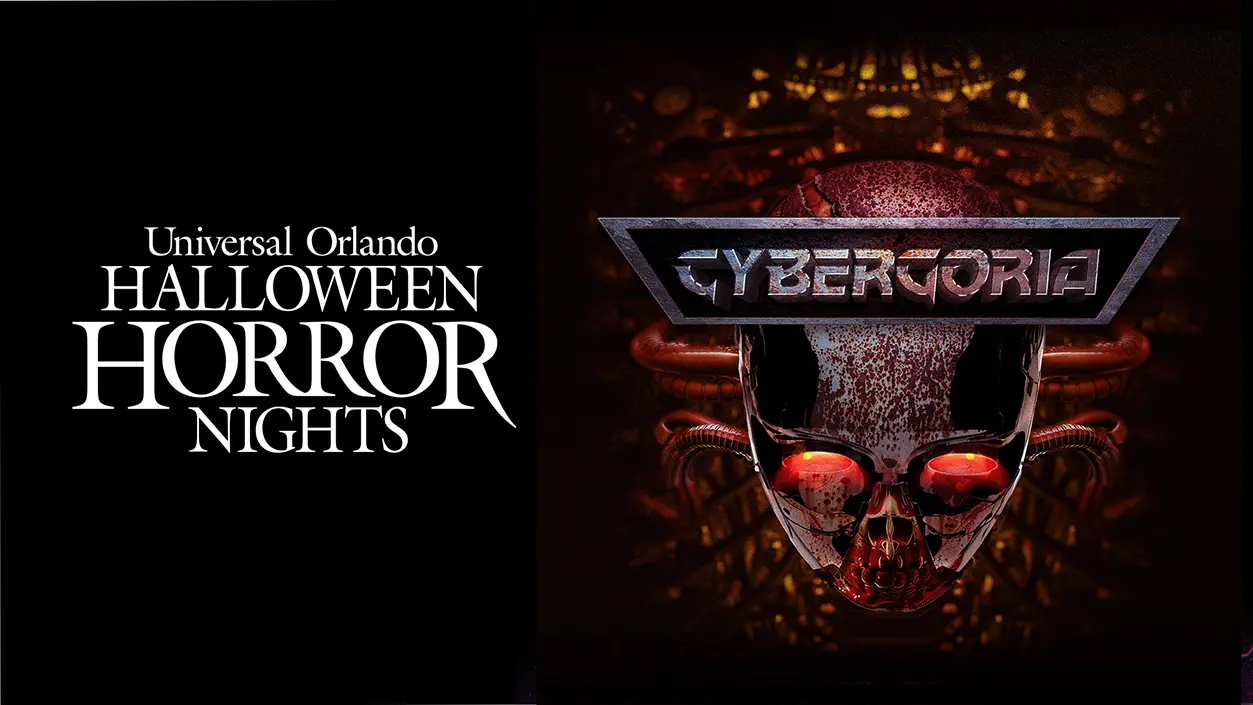 HHN 35 Lineup: Evil Dead Burn Joins 9 Confirmed Houses 8 Cybergoria haunted house key art for HHN 35