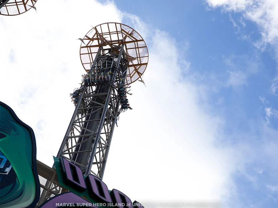 Universal Orlando Fall 2026 Guide: Events, Weather & Tips 9 Doctor Doom's Fearfall towers viewed from below