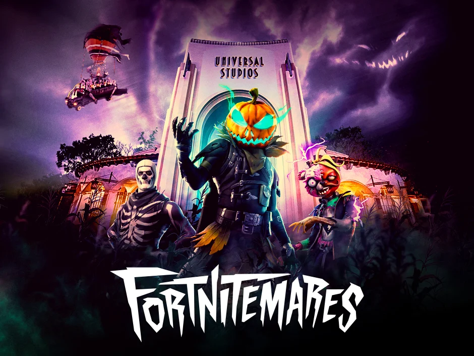 HHN 35 Lineup: Ozzy Osbourne Completes All 10 Houses 13 FORTNITEMARES scare zone key art for Halloween Horror Nights 35