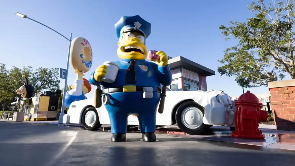 Is The Simpsons Ride Closing at Universal Orlando? What Is Actually Confirmed 1 Chief Wiggum statue and Lard Lad Donuts in Springfield at Universal Studios Florida