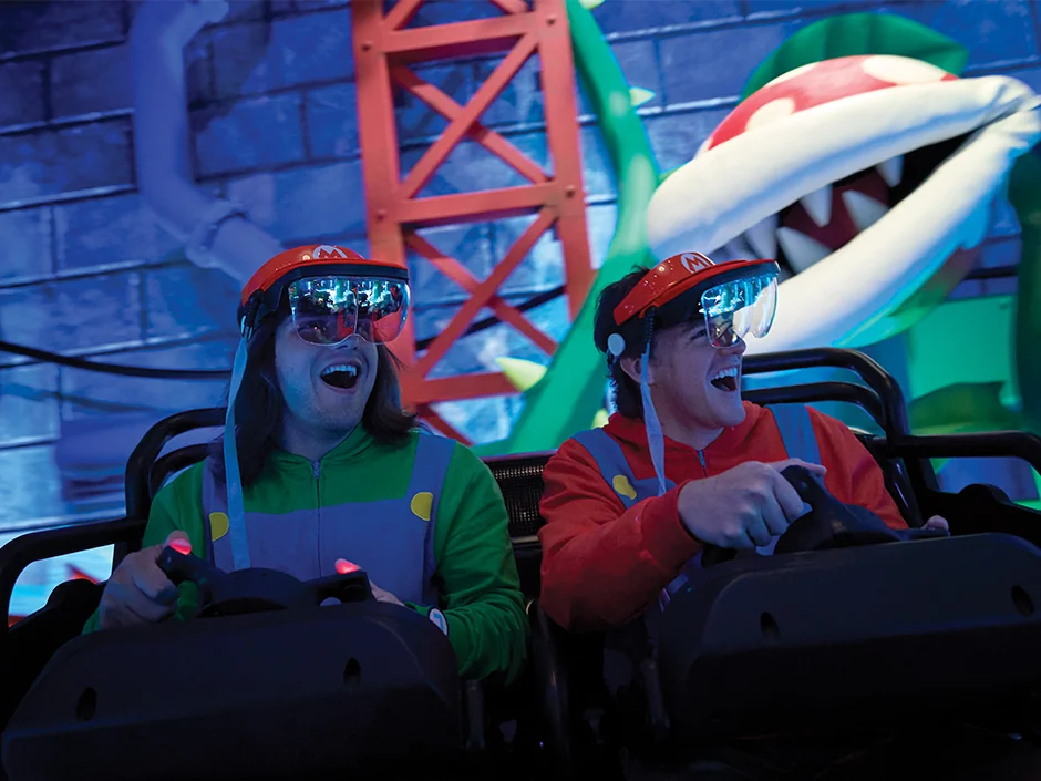 Mario Kart: Bowser's Challenge at Epic Universe: How the Race Really Works 7 Guests passing a Piranha Plant on Mario Kart: Bowser’s Challenge