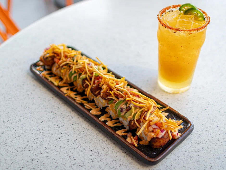Universal Orlando Adds Hispanic and Latino Heritage Month Menus Across the Resort 1 Caribbean Crunch Roll with shrimp avocado and plantains