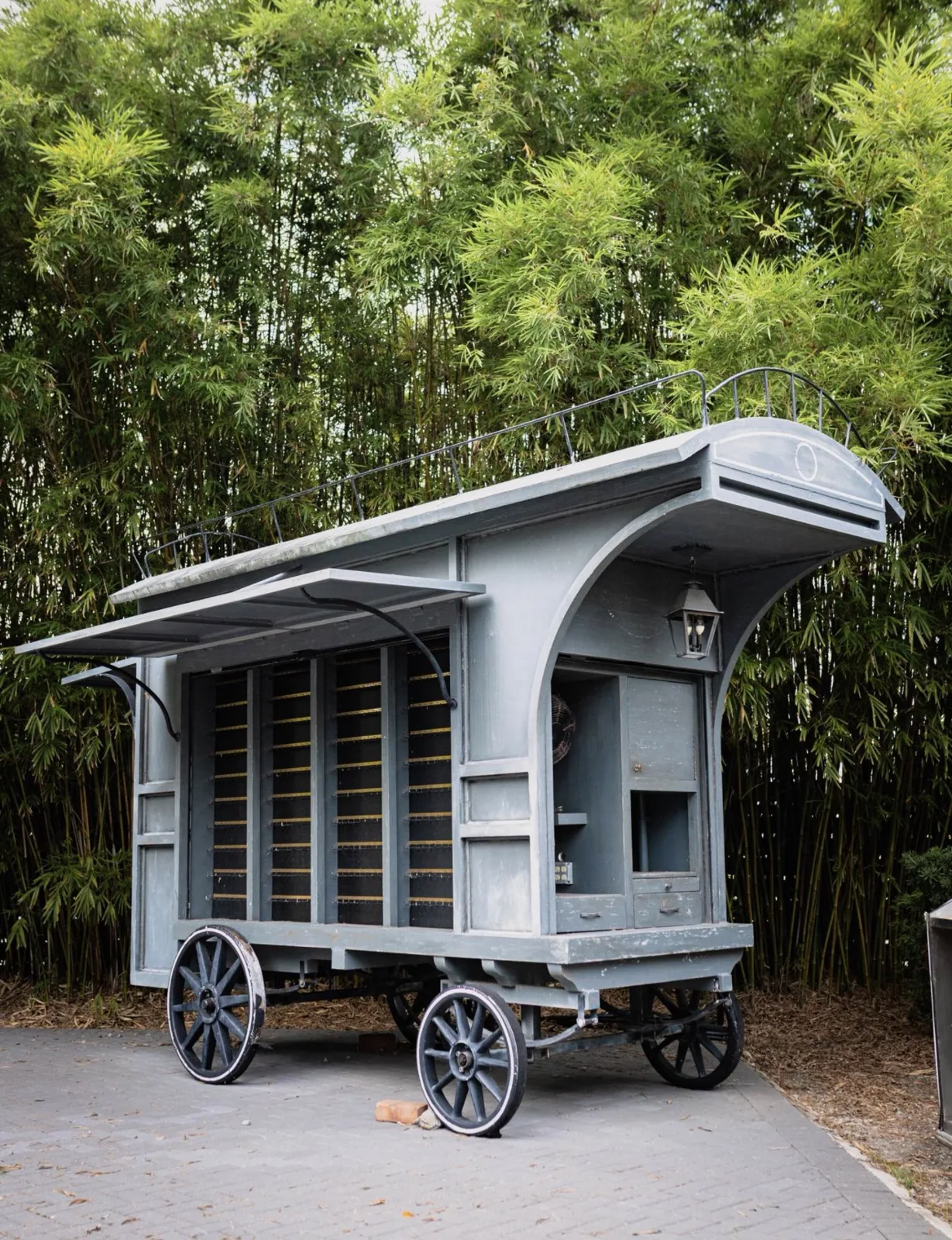 Diagon Alley Wagon Reportedly Listed for $125,000 in Florida 1 Gray wheeled wagon outside among bamboo