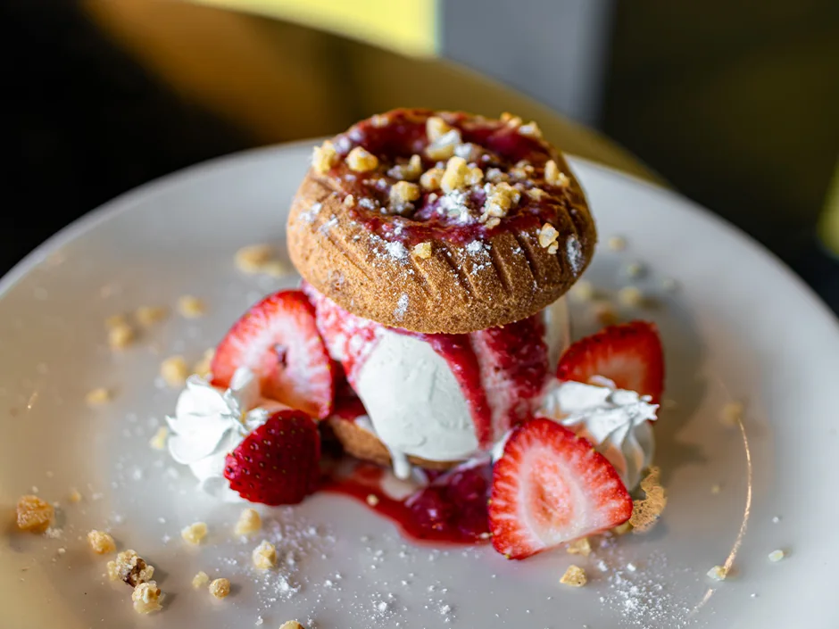 CityWalk Adds an NBA Tip-Off Party and Three New Dishes 3 PB & Jammm doughnut dessert with ice cream and strawberries