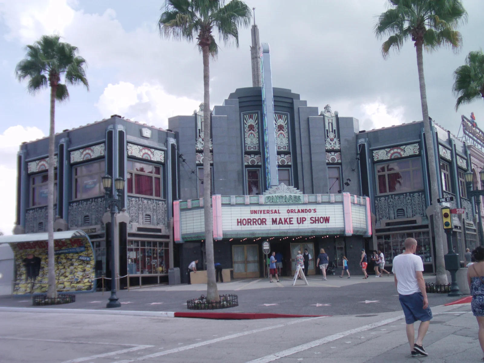 Universal's Horror Make-Up Show Adds Blumhouse for Its Return 2 Pantages building with Horror Make Up Show marquee and palm trees in 2010